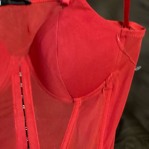 Say What Red Bustier Padded Cups Crop Top - Picture 3 of 12